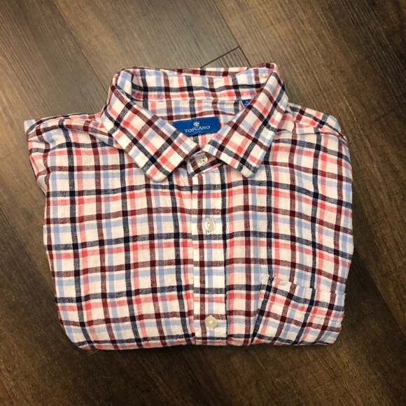 Toscano Cotton Linen shirt by Patrick Assaraf XL - Picture 2 of 5